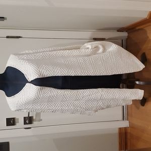 Textured white cotton knit cardigan